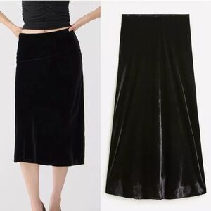 J Crew Gwyneth slip skirt velvet - sz L - black (more like dk grey) - exc cond